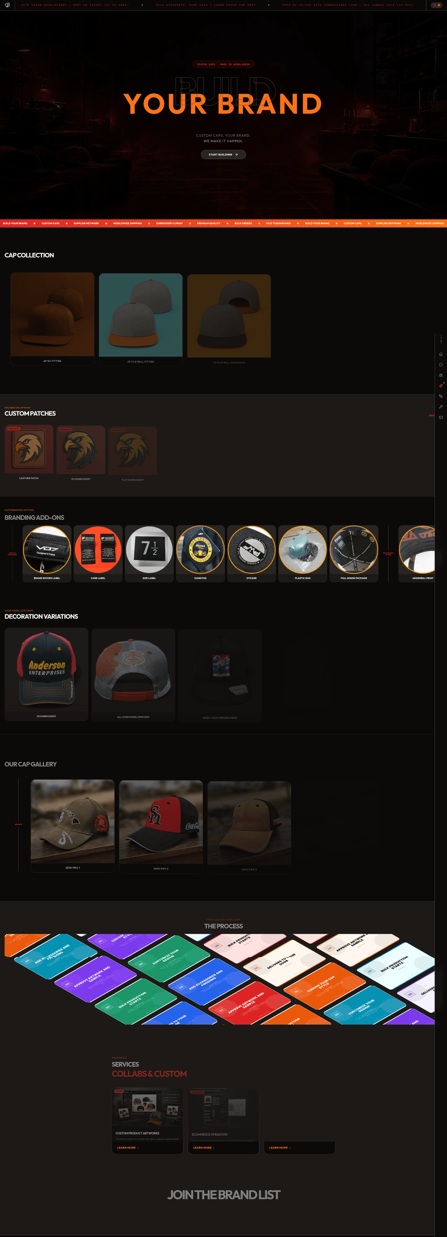 Full-page capture of the current Custom Cap BD storefront