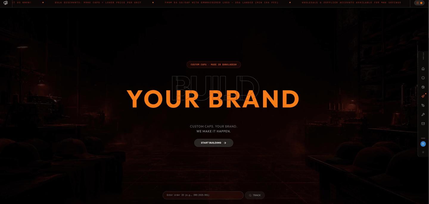 Custom Cap BD project interface