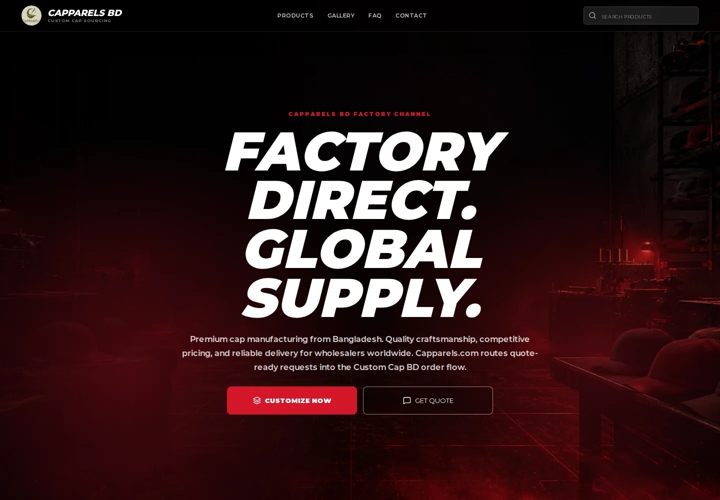 Current Capparels Bangladesh custom cap sourcing homepage