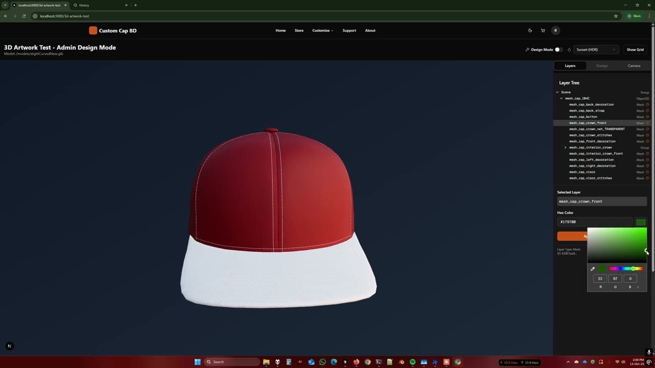 Archived Custom Cap BD walkthrough: 3D Artwork Designing